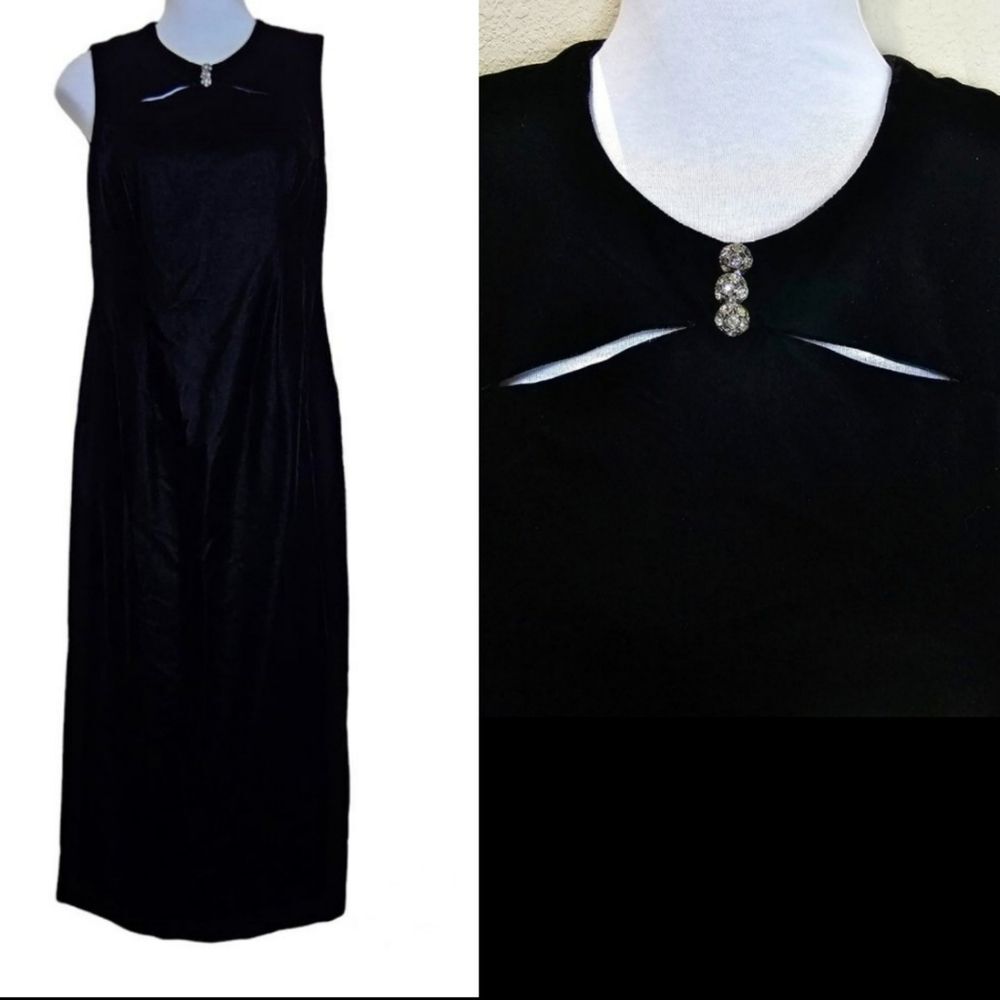 Vintage Liz Claibourne Black Velvet Maxi Formal Dress Size 6P
